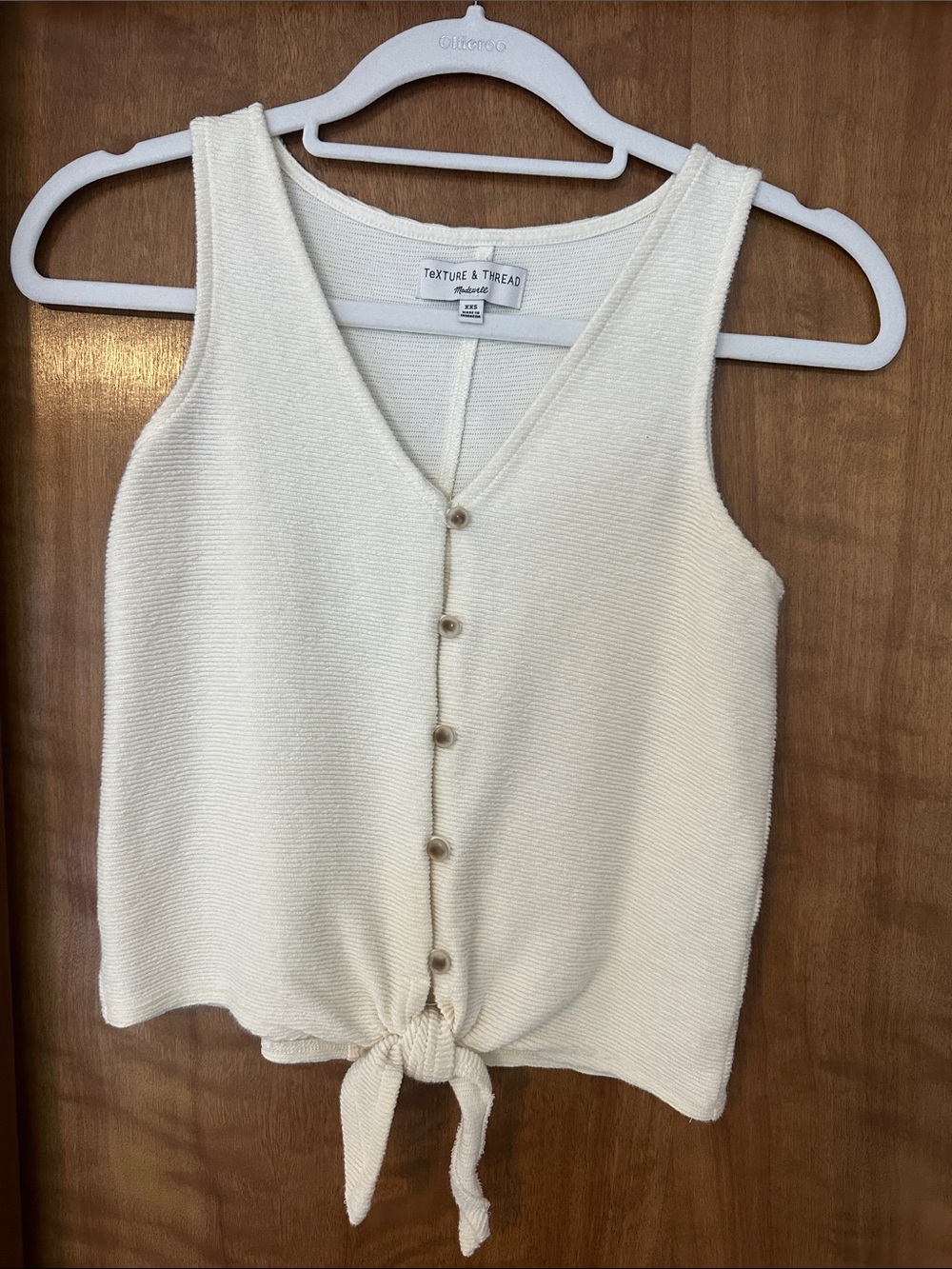 Madewell Cream Tie-Front Button Tank - XXS